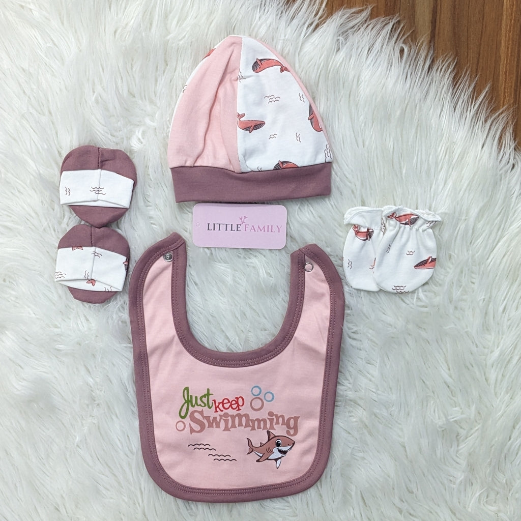 Premium Newborn Baby 10-Piece Gift Set - (Shark) | Pink