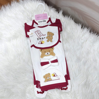 10-Piece Newborn Starter Set – Bear Design | Red