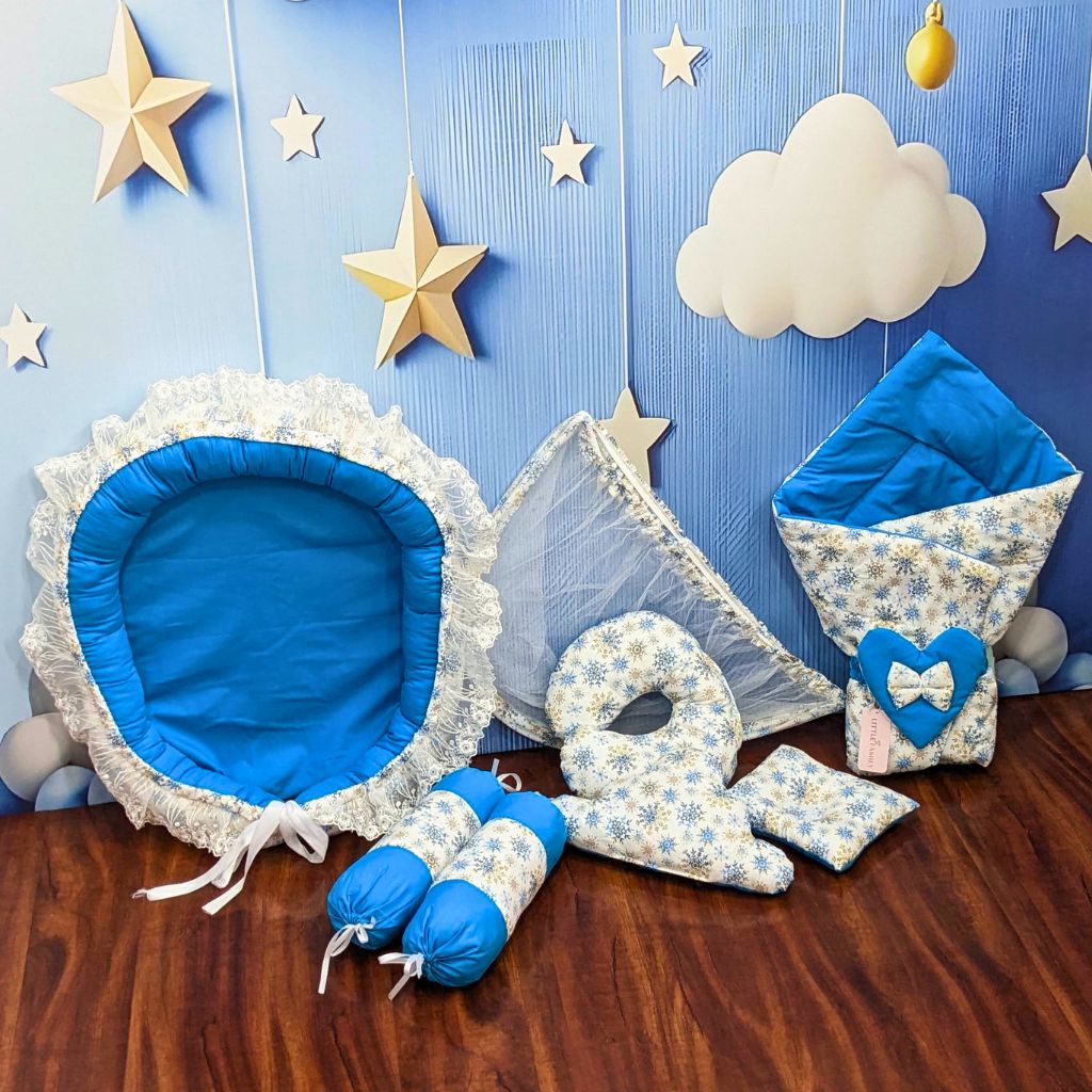 Snowflake Theme Baby Bedding Set - 9 Pieces