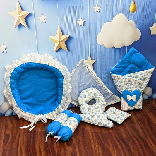 Snowflake Theme Baby Bedding Set - 9 Pieces