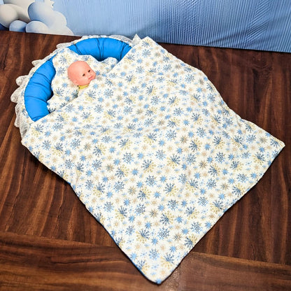 Snowflake Theme Baby Bedding Set - 9 Pieces