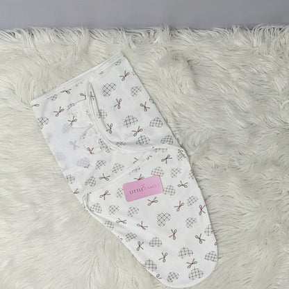"Heart Ribbon" Theme Baby Swaddle – White