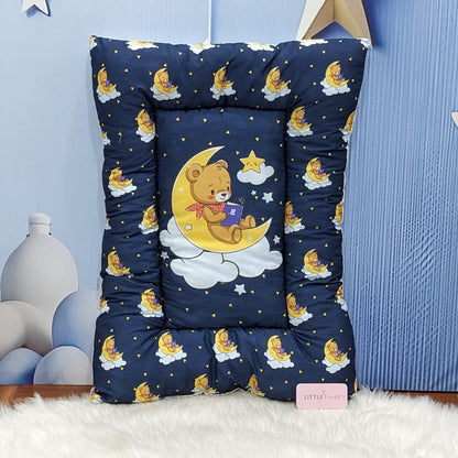 "Teddy On Moon" Baby 8 PC'S Bedding Set - (Navy Blue) | Large