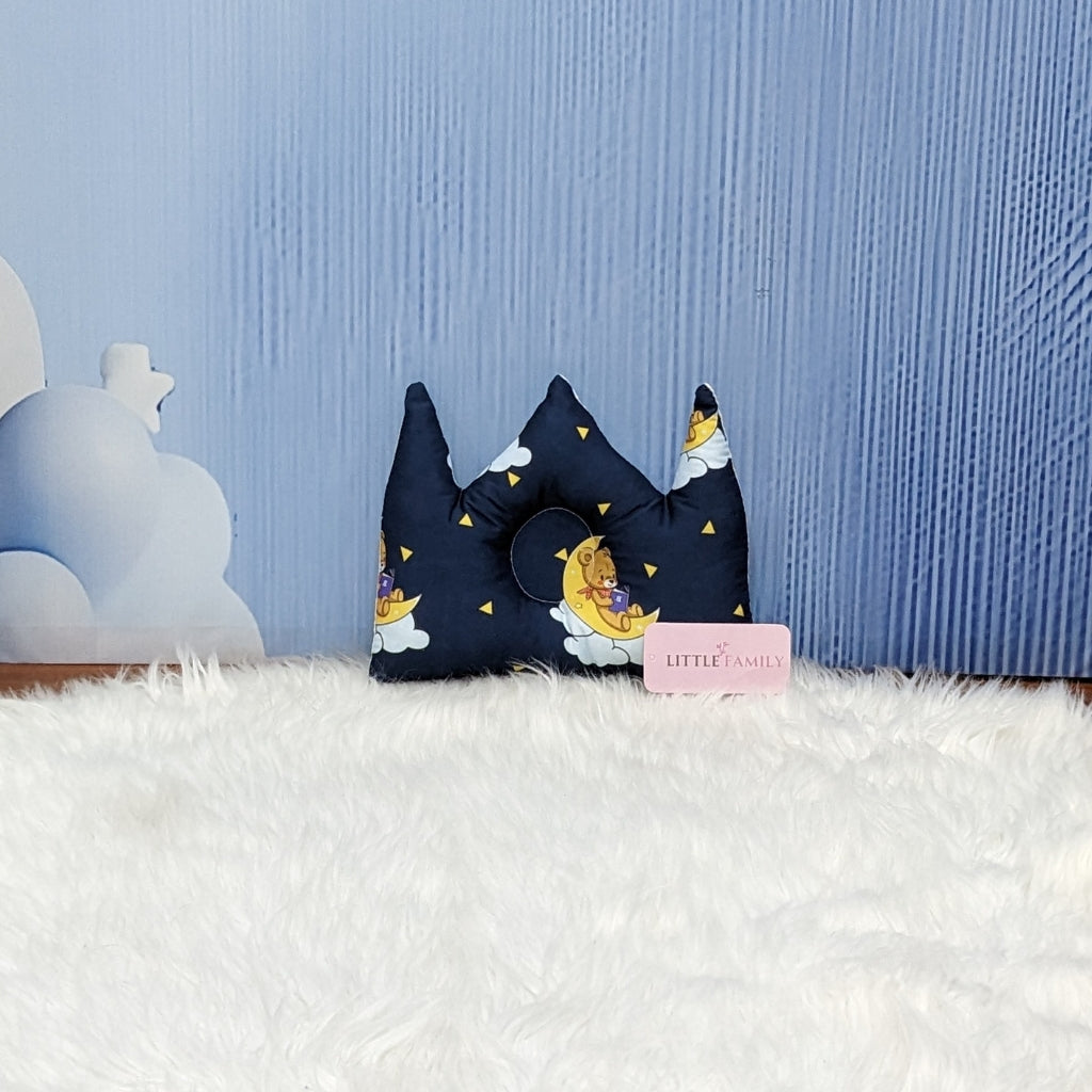 "Teddy On Moon" Baby 8 PC'S Bedding Set - (Navy Blue) | Large