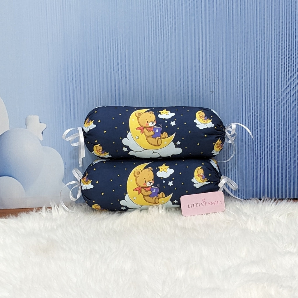 "Teddy On Moon" Baby 8 PC'S Bedding Set - (Navy Blue) | Large