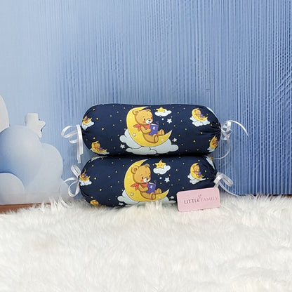 "Teddy On Moon" Baby 8 PC'S Bedding Set - (Navy Blue) | Large