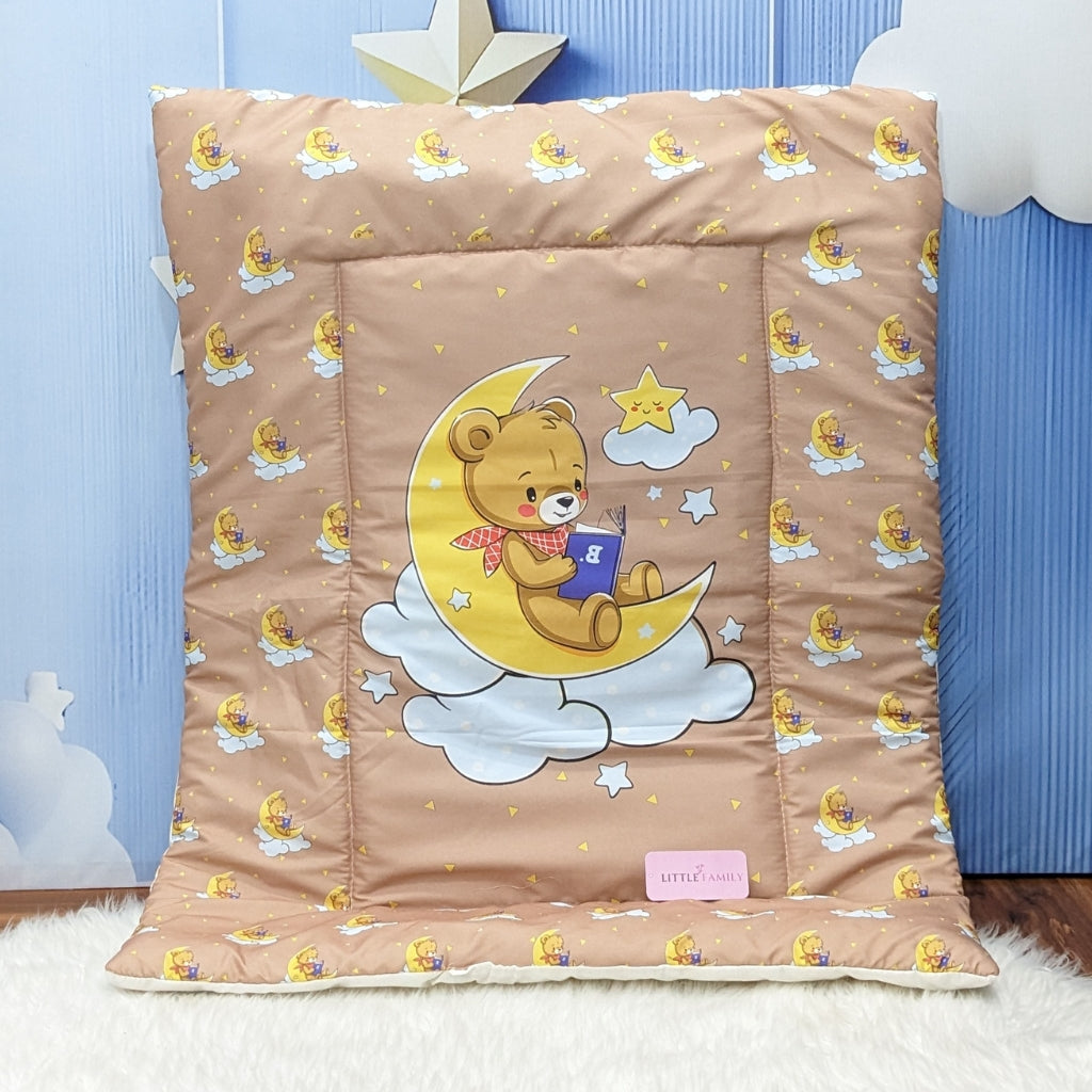 "Teddy On Moon" Baby 8 PC'S Bedding Set - (Soft Camel) | Large