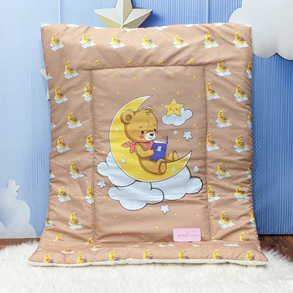 "Teddy On Moon" Baby 8 PC'S Bedding Set - (Soft Camel) | Large