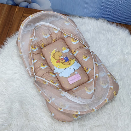 "Teddy On Moon" Baby 8 PC'S Bedding Set - (Soft Camel) | Large