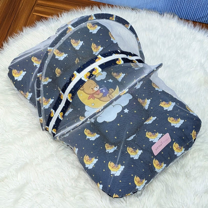 "Teddy On Moon" Baby 8 PC'S Bedding Set - (Navy Blue) | Large