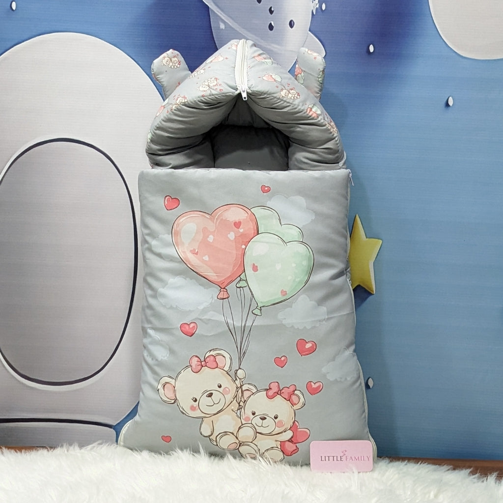 "Teddy Love" Baby 8 PC'S Bedding Set - (Grey) | Large