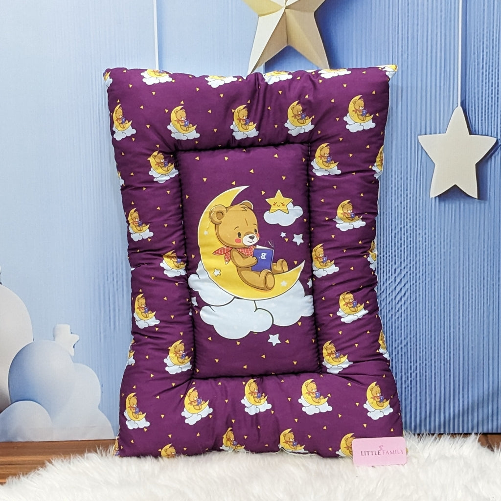 "Teddy On Moon" Baby 8 PC'S Bedding Set - (Berry Purple) | Large