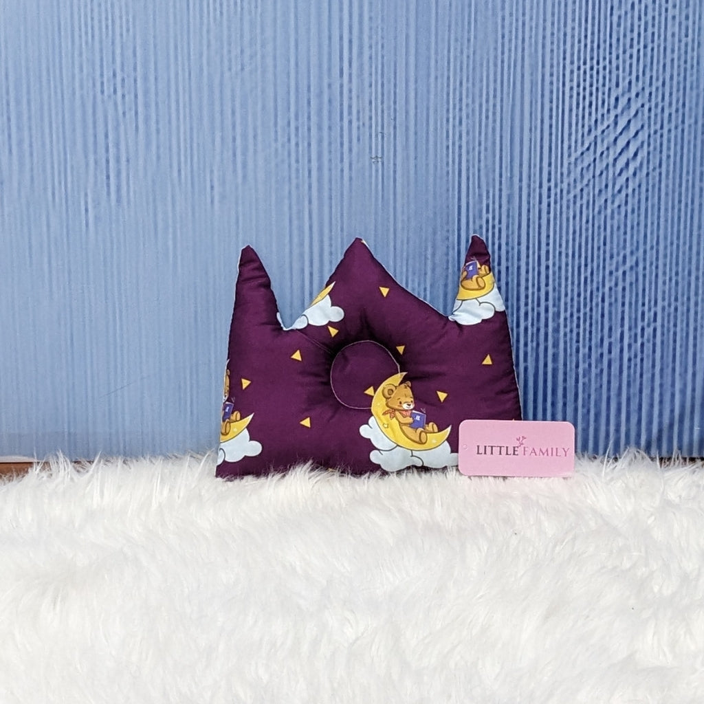 "Teddy On Moon" Baby 8 PC'S Bedding Set - (Berry Purple) | Large