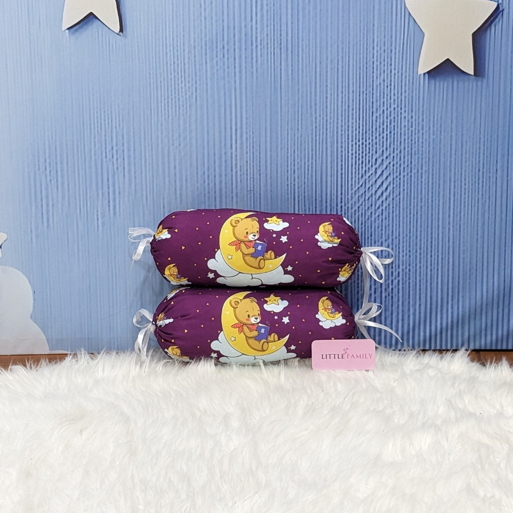 "Teddy On Moon" Baby 8 PC'S Bedding Set - (Berry Purple) | Large