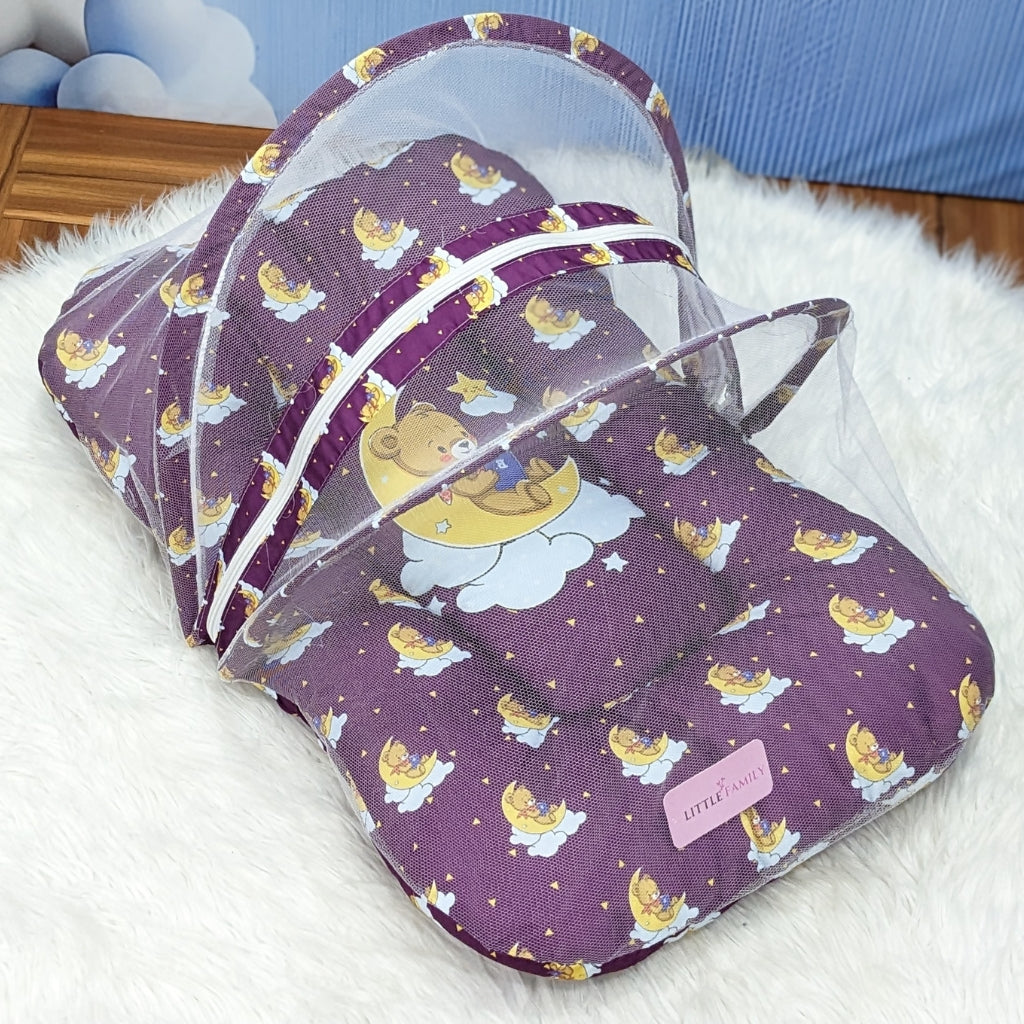 "Teddy On Moon" Baby 8 PC'S Bedding Set - (Berry Purple) | Large