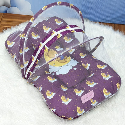 "Teddy On Moon" Baby 8 PC'S Bedding Set - (Berry Purple) | Large