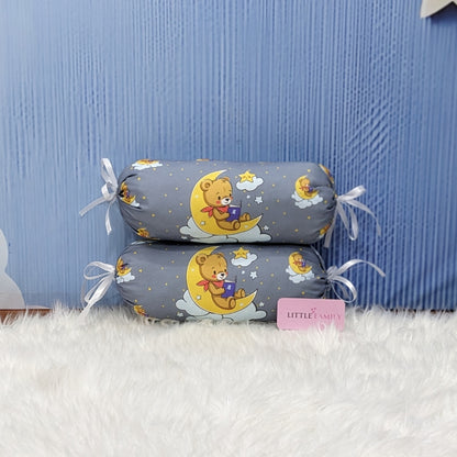 "Teddy On Moon" Baby 8 PC'S Bedding Set - (Grey) | Large