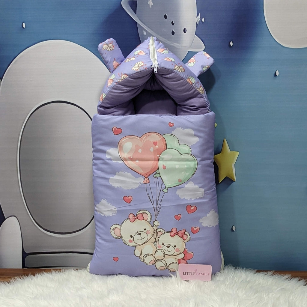 "Teddy Love" Baby 8 PC'S Bedding Set - (Purple) | Large