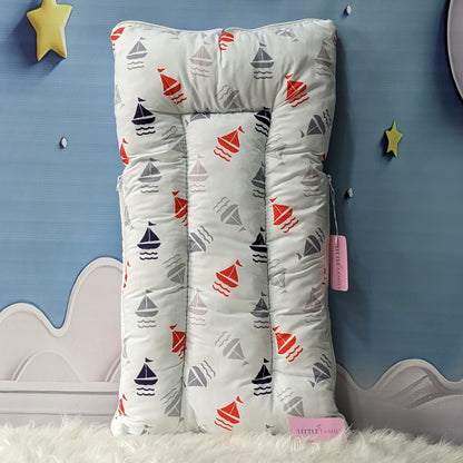 "Time To Travel" Theme Newborn Baby Carry Nest - Soft Poly Cotton | Soft Grey
