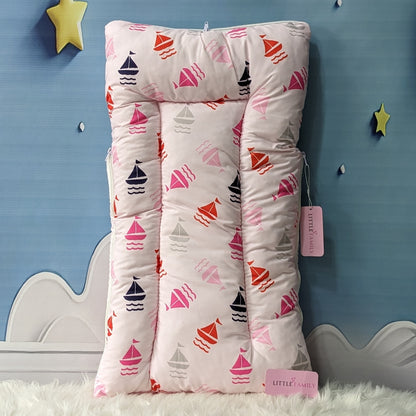 "Time To Travel" Theme Newborn Baby Carry Nest - Soft Poly Cotton | Pink