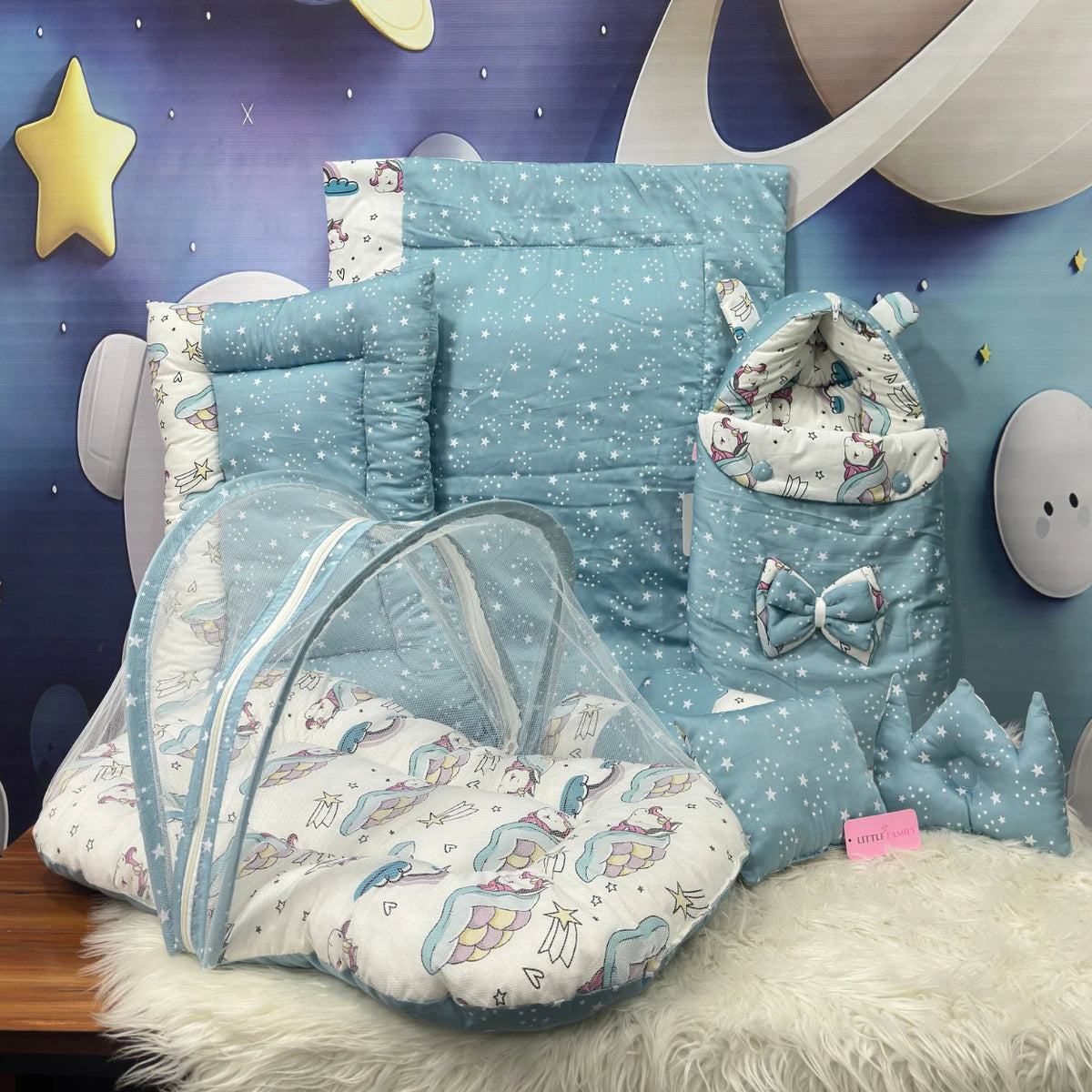Starry Dreams Baby Bedding Set - 8 Pieces (Twinkle Blue)