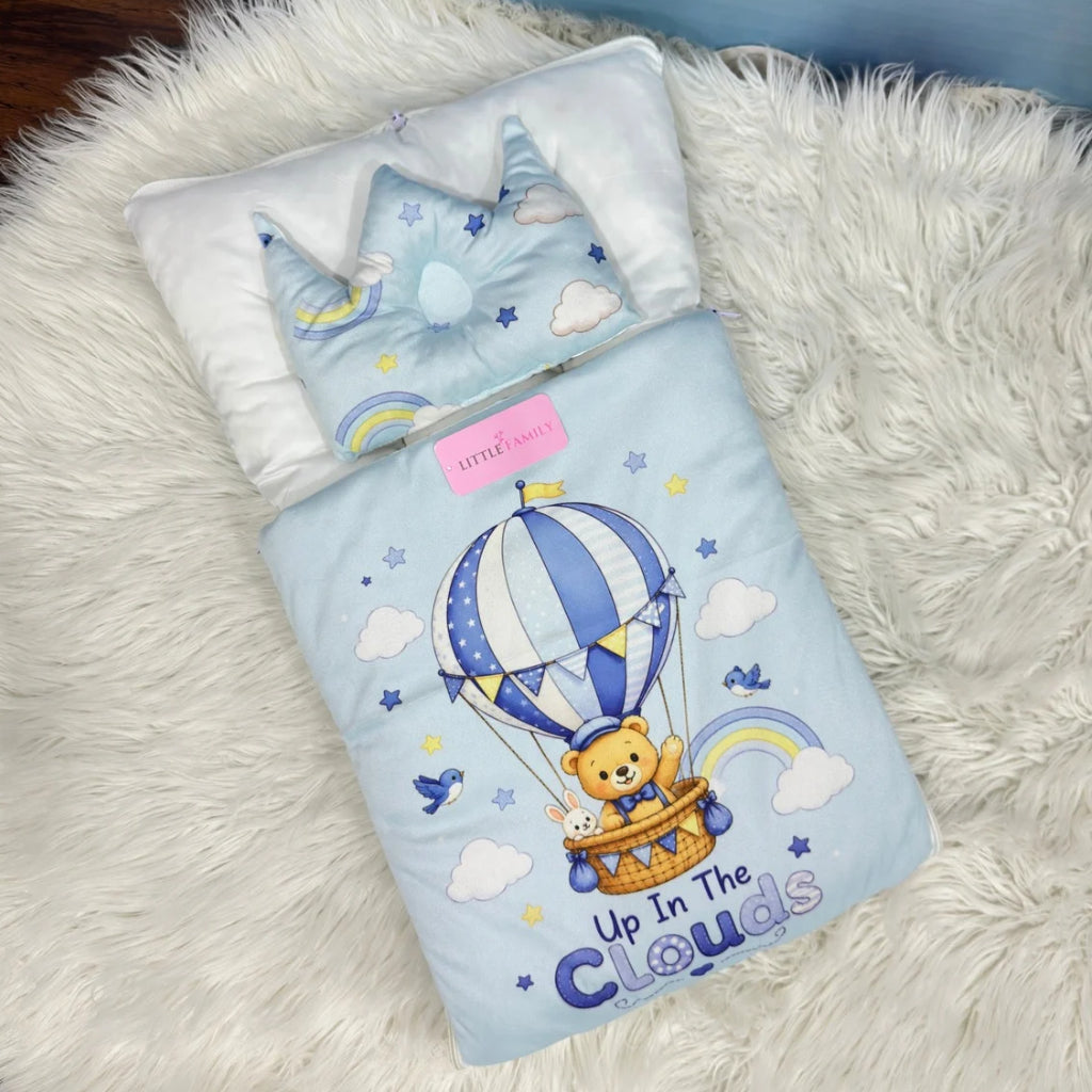 Premium Velvet Baby Carry Nest | "Up In The Clouds" Edition – Sky Blue