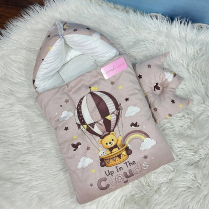 Premium Velvet Baby Carry Nest | "Up In The Clouds" Edition – Coffee Brown