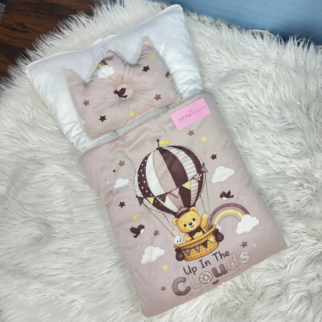 Premium Velvet Baby Carry Nest | "Up In The Clouds" Edition – Coffee Brown