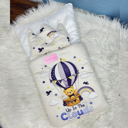 Premium Velvet Baby Carry Nest | "Up In The Clouds" Edition – Cream