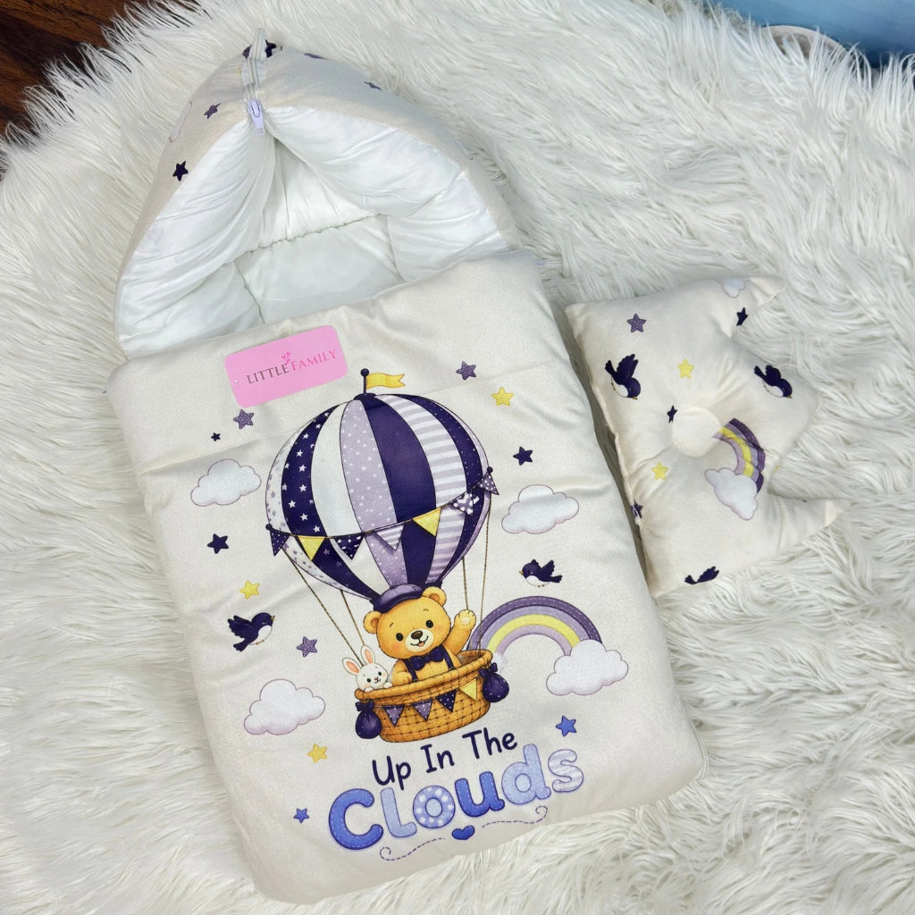 Premium Velvet Baby Carry Nest | "Up In The Clouds" Edition – Cream