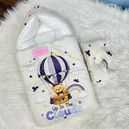 Premium Velvet Baby Carry Nest | "Up In The Clouds" Edition – Cream