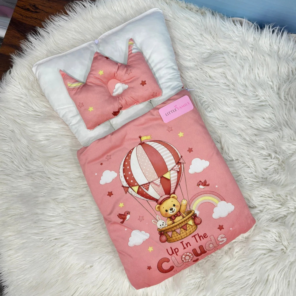 Premium Velvet Baby Carry Nest | "Up In The Clouds" Edition – Peachy Pink