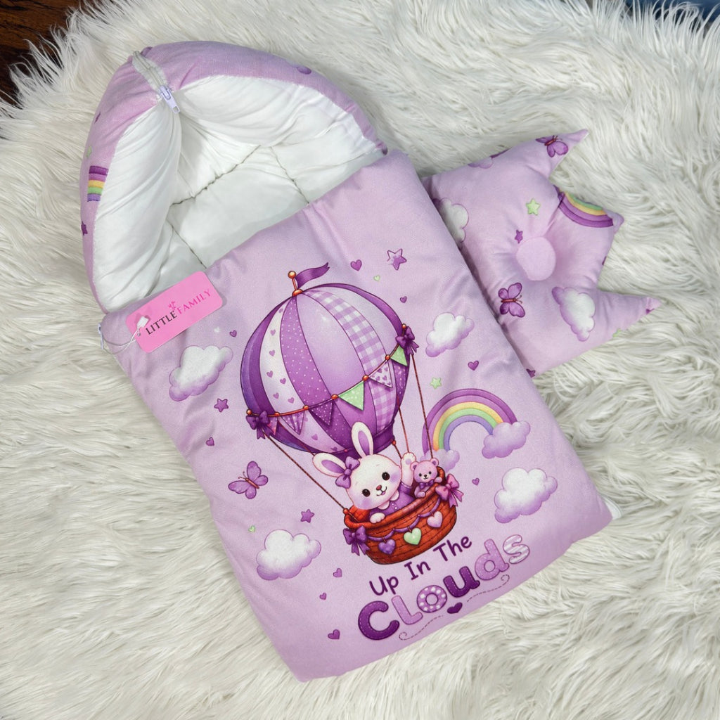 Premium Velvet Baby Carry Nest | "Up In The Clouds" Edition – Purple