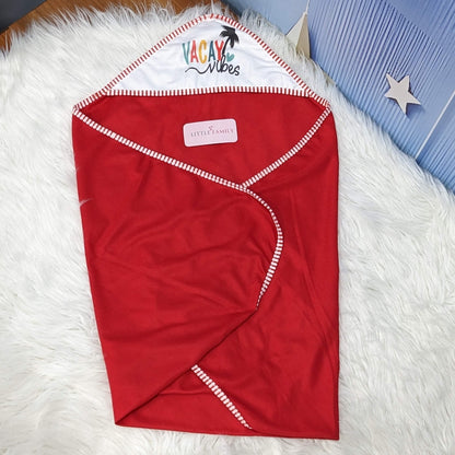 Premium Baby Hooded Wrapping Sheet | Vacay Vibes - Red