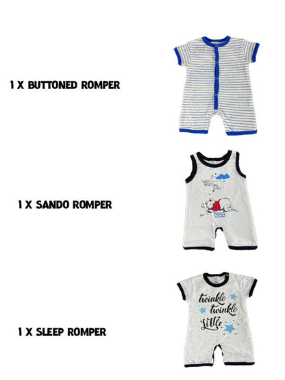 3-Piece Baby Boy Sleep Suit Set – Adventure Collection