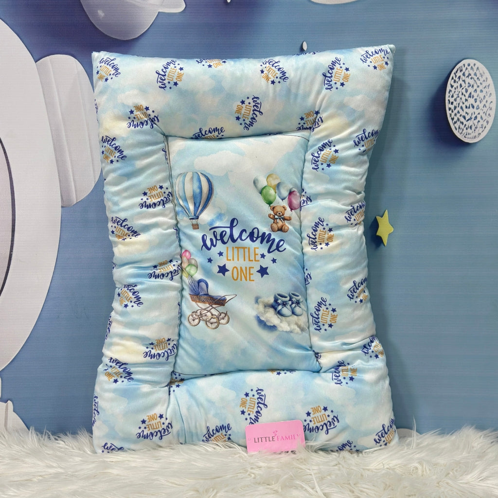 Premium 7-Piece Velvet Baby Bedding Set | "Welcome Little One" Edition - Blue