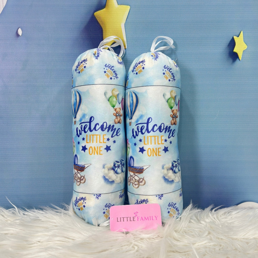 Premium 7-Piece Velvet Baby Bedding Set | "Welcome Little One" Edition - Blue