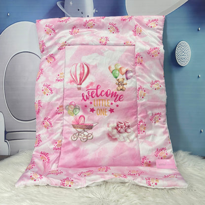 Premium 7-Piece Velvet Baby Bedding Set | "Welcome Little One" Edition - Pink