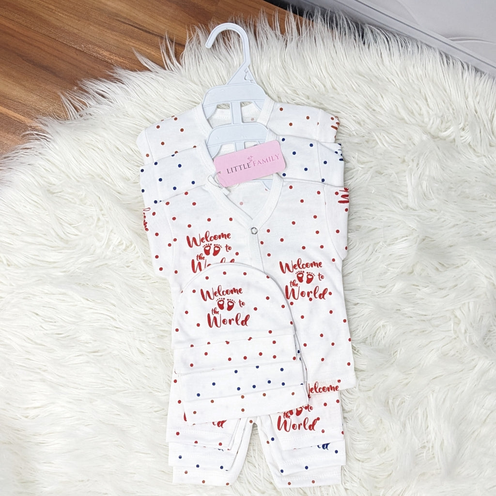 Premium Newborn “Welcome to the World” 3-Piece Outfit Set (Pack of 3)
