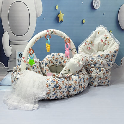 Premium 12-Piece Baby Bedding Set | White Flowers