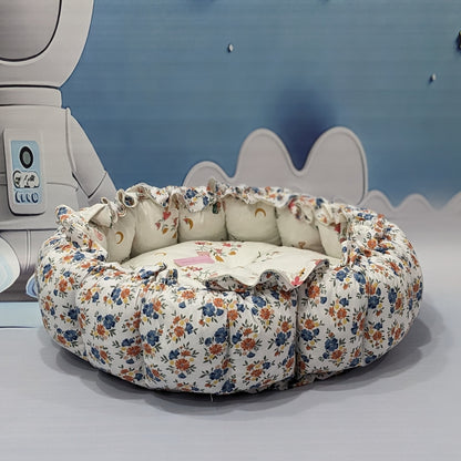 Premium 12-Piece Baby Bedding Set | White Flowers