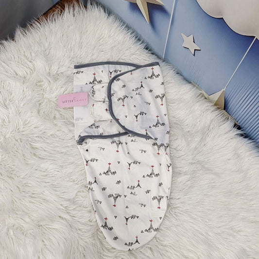 "Paris" Theme Baby Swaddle – White