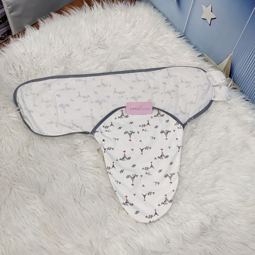 "Paris" Theme Baby Swaddle – White