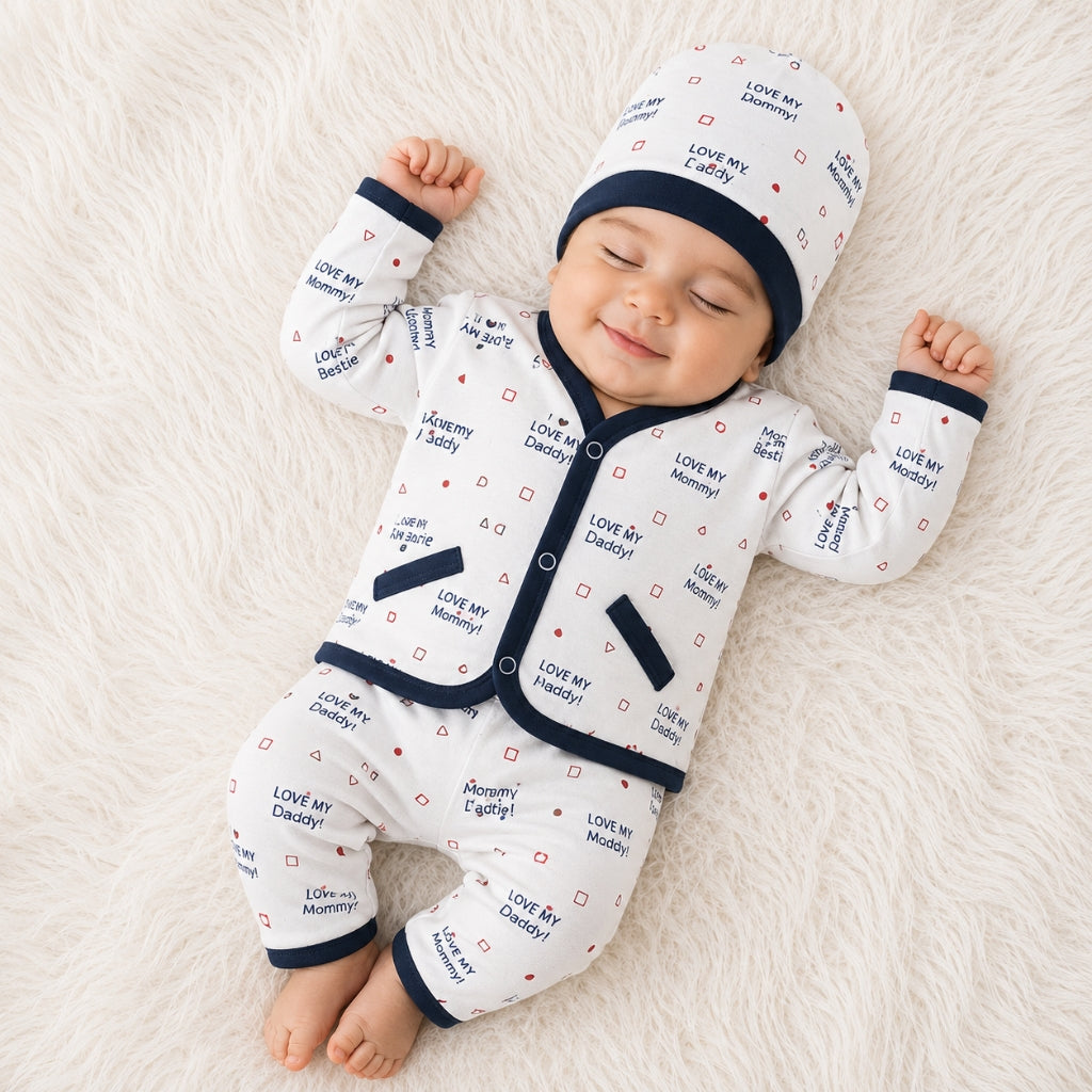 Newborn 3-Piece Cotton Outfit - I Love Parents