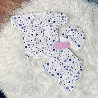 Newborn 3-Piece Cotton Outfit Set (Half) – Pack of 3