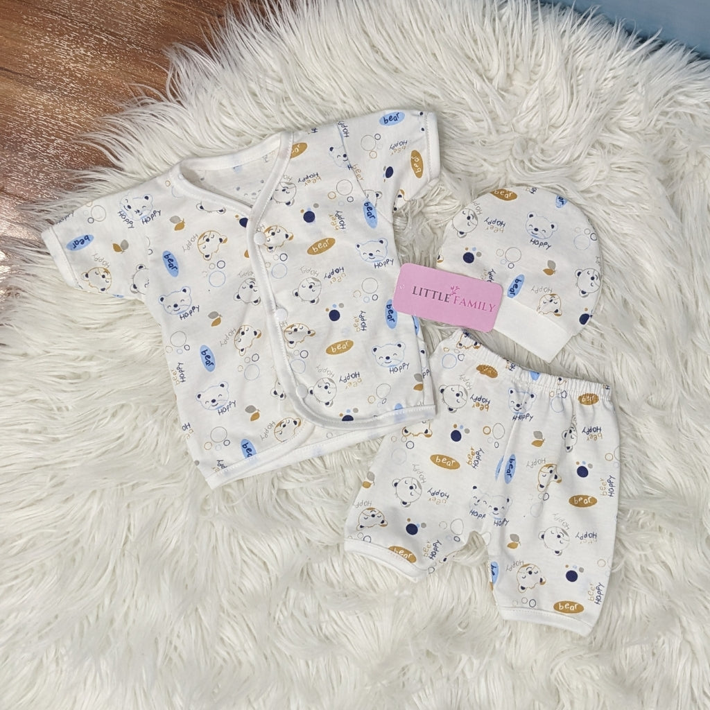 Newborn 3-Piece Cotton Outfit Set (Half) – Pack of 3