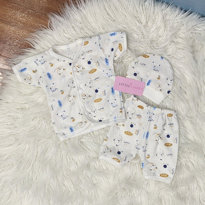 Newborn 3-Piece Cotton Outfit Set (Half) – Pack of 3
