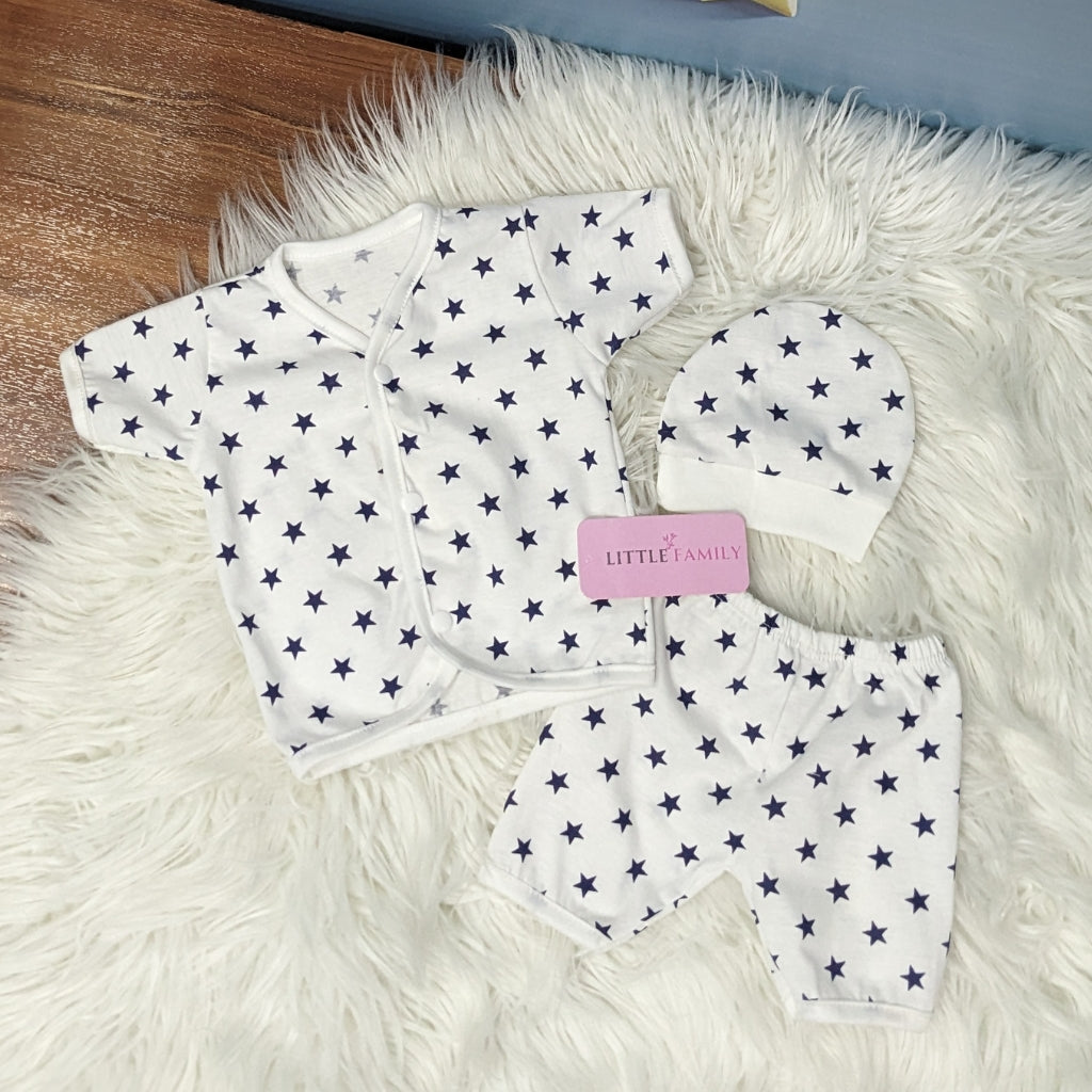 Newborn 3-Piece Cotton Outfit Set (Half) – Pack of 3