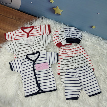 Newborn 3-Piece Cotton Outfit Set (Half) – Pack of 3