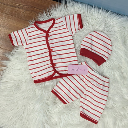 Newborn 3-Piece Cotton Outfit Set (Half) – Pack of 3